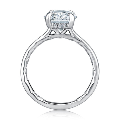 Oval Center Diamond Solitaire Engagement Ring with Hidden Halo and QuiltsÂ® Interior MECOV3030Q/156