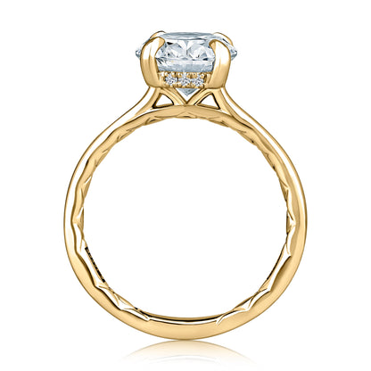 Oval Center Diamond Solitaire Engagement Ring with Hidden Halo and Quilts® Interior MECOV3030Q/208