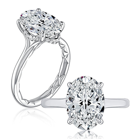 Solitaire Oval Diamond Engagement Ring with Quilts® Interior MECOV3052Q/409B