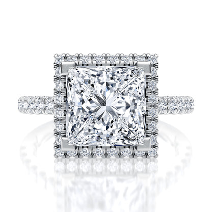 Moder Radiant Cut Diamond Engagement Ring with Halo and Pave Band MECPC2920Q/296
