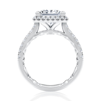 Moder Radiant Cut Diamond Engagement Ring with Halo and Pave Band MECPC2920Q/344