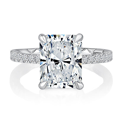 Radiant Shaped Diamond Engagement Ring with Hidden Halo and QuiltsÂ® Interior Diamond Band MECRA3024Q/238