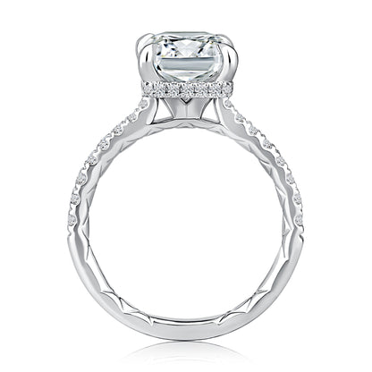Radiant Shaped Diamond Engagement Ring with Hidden Halo and QuiltsÂ® Interior Diamond Band MECRA3024Q/187