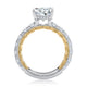 Modern Two Tone Round Cut Diamond Engagement Ring MECRD2348Q/346