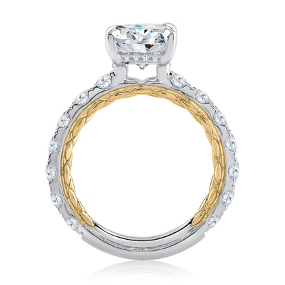 Modern Two Tone Round Cut Diamond Engagement Ring MECRD2348Q/296
