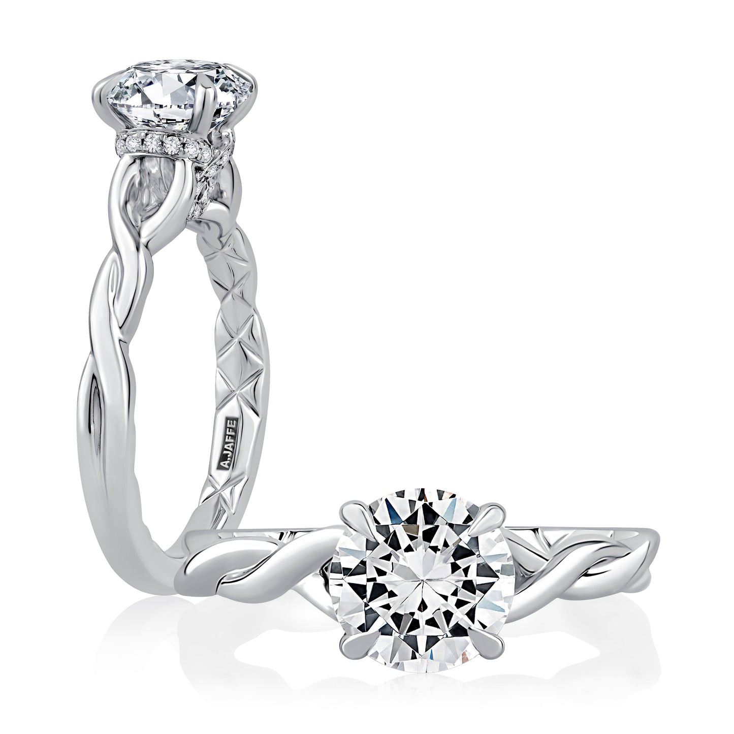 A.Jaffe Twisted Vine with Diamond Gallery Detail Solitaire Engagement Ring MECRD2398Q/160