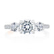 Three Stone Trellis Diamond Engagement Ring with Pave Diamond Band MECRD2541/190