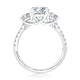 Three Stone Trellis Diamond Engagement Ring with Pave Diamond Band MECRD2541/190