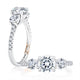 Three Stone Trellis Diamond Engagement Ring with Pave Diamond Band MECRD2541/190