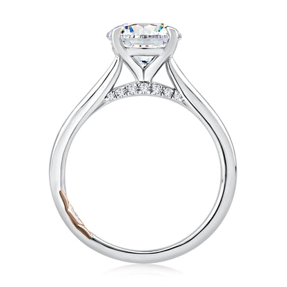 Solitaire Round Center Diamond Engagement Ring with Peek-A-Boo Diamonds MECRD2543/308