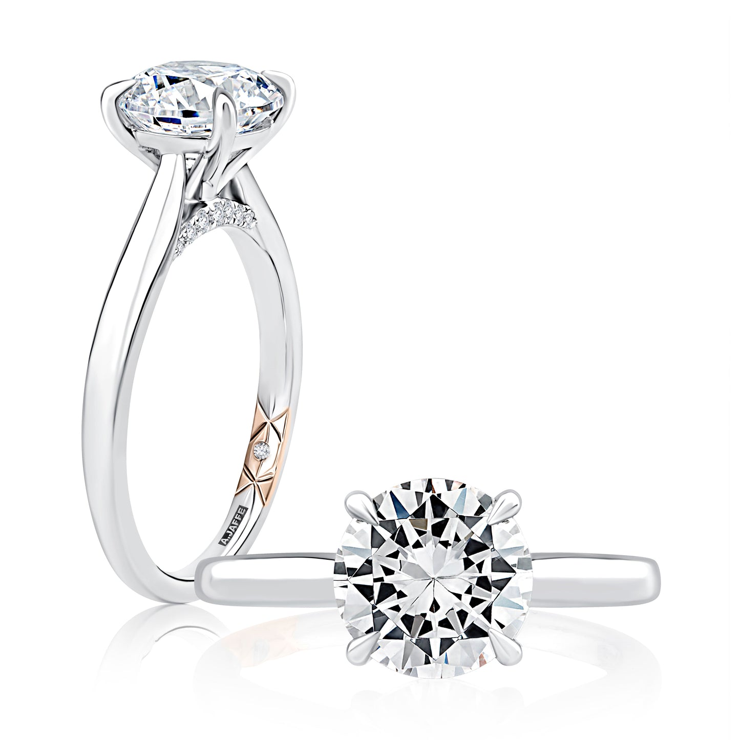 Solitaire Round Center Diamond Engagement Ring with Peek-A-Boo Diamonds MECRD2543/81