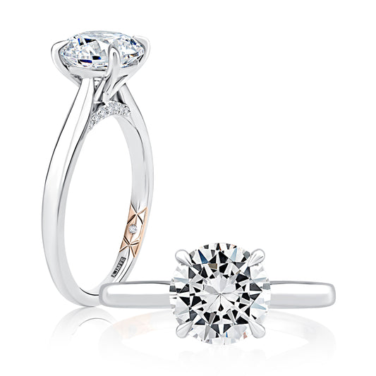 Solitaire Round Center Diamond Engagement Ring with Peek-A-Boo Diamonds MECRD2543/81