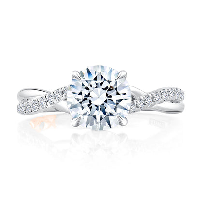 Round Cut Diamond Split Shank Crossover Engagement Ring MECRD2545/167