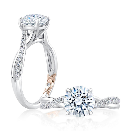 Round Cut Diamond Split Shank Crossover Engagement Ring MECRD2545/217