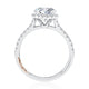 Cushion Shaped Halo Round Center Diamond Engagement Ring with Pave Band MECRD2546/135