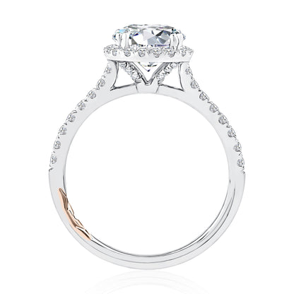 Cushion Shaped Halo Round Center Diamond Engagement Ring with Pave Band MECRD2546/241