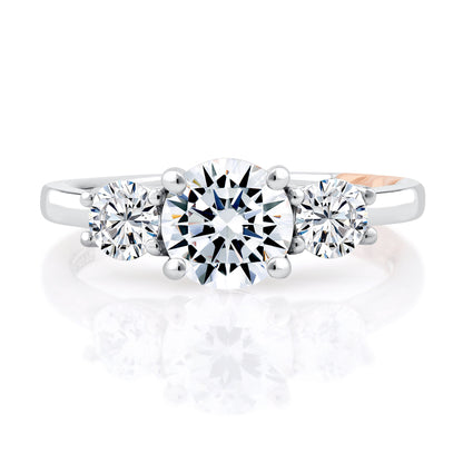 Three Stone Round Center  Trellis Engagement Ring MECRD2697/251