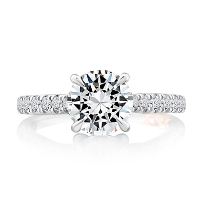 Round Center Diamond Engagement Ring with Peek-A-Boo Diamonds and Pave Band MECRD2730/139