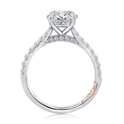 Round Center Diamond Engagement Ring with Peek-A-Boo Diamonds and Pave Band MECRD2730/139