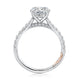 Round Center Diamond Engagement Ring with Peek-A-Boo Diamonds and Pave Band MECRD2730/139