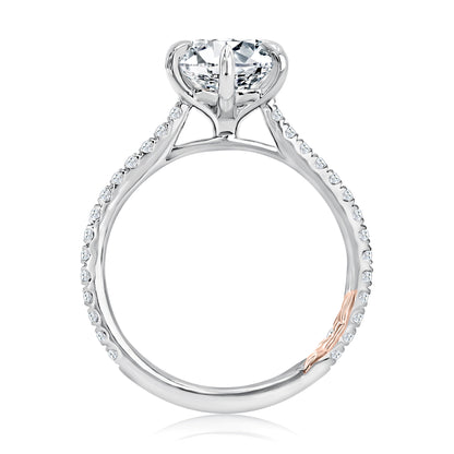 Six Prong Round Center Diamond Engagement Ring with Diamond Band MECRD2743/329