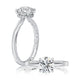 Four Claw Prongs Solitaire Round Diamond Center Engagment Ring  with A.JAFFE Quilts™Interior MECRD2744BQ/108