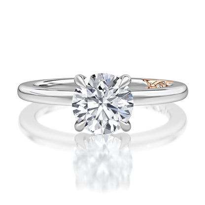 Classic Solitaire Round Center Diamond EngagEment Ring with Hidden Halo and Petite Quilts™ MECRD2877BL/209