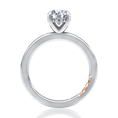 Classic Solitaire Round Center Diamond EngagEment Ring with Hidden Halo and Petite Quiltsâ„¢ MECRD2877BL/157