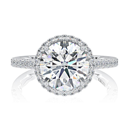 Classic Round Center Diamond Engagement Ring with a Round Shaped Diamond Halo MECRD2920Q/240