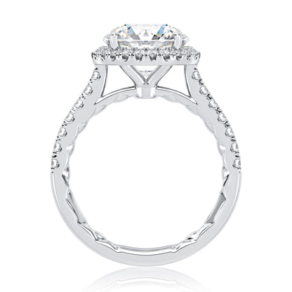 Classic Round Center Diamond Engagement Ring with a Round Shaped Diamond Halo MECRD2920Q/188