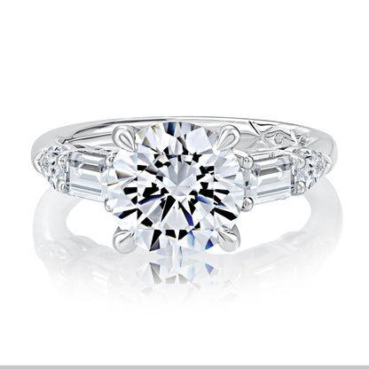 Classic Round Center Diamond Engagement Ring With A Round Shaped Diamond Halo MECRD2927L/306