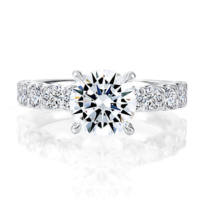 Three Stone Round Center Diamond Engagment Ring MECRDB2521H/345