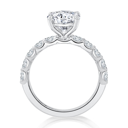Three Stone Round Center Diamond Engagment Ring MECRDB2521H/345