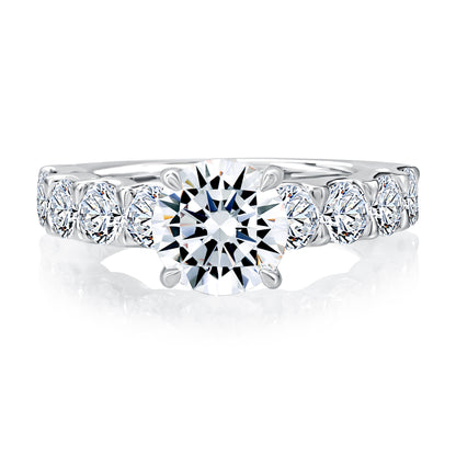 Three Stone Round Diamond Engagement Ring With PavÃ© Band MECRDD2521H/410