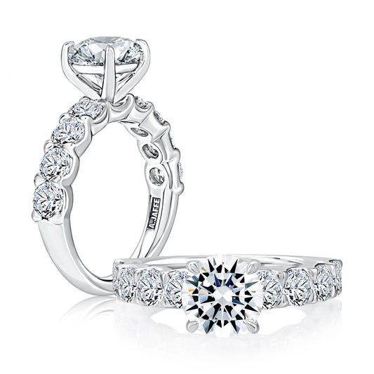 Three Stone Round Diamond Engagement Ring With PavÃ© Band MECRDD2521H/360