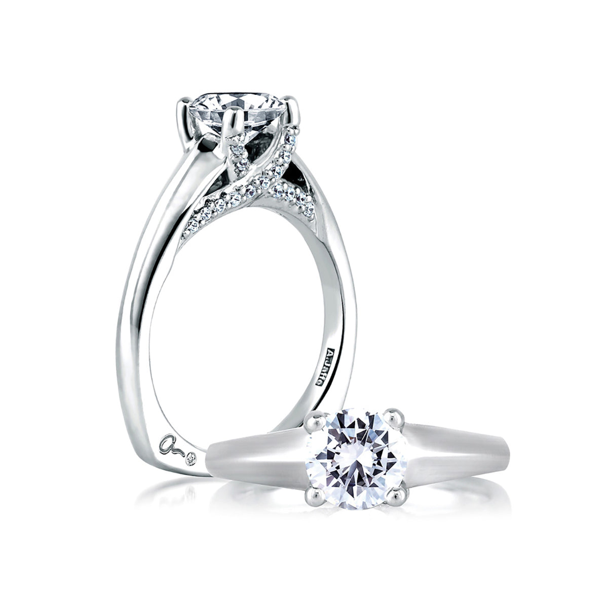 A.Jaffe Diamond Cross Over Profile Detail Solitaire Engagement Ring MES144/115