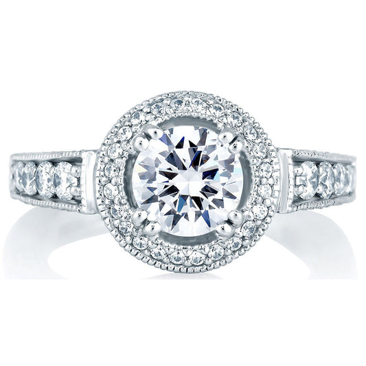 A.Jaffe Classic Pavé and Milgrain Detail with Diamond Halo Engagement Ring MES151/193