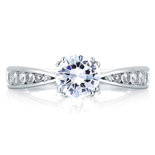 A.Jaffe Classic Pinched Shank Cathedral Channel Diamond Engagement Ring MES233/52