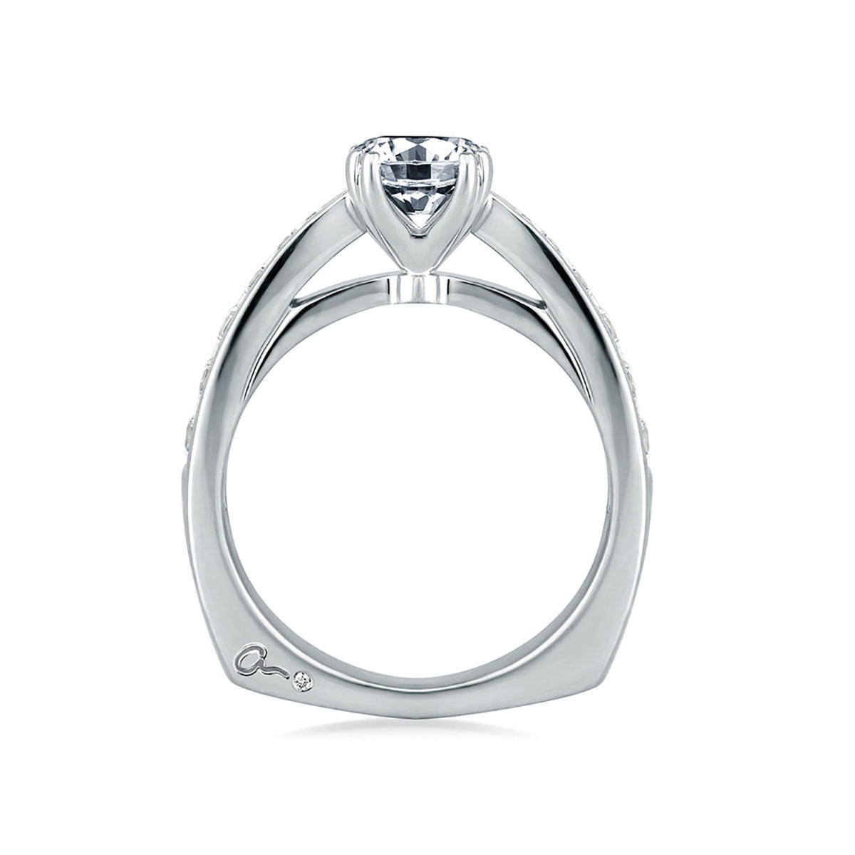 A.Jaffe Classic Pinched Shank Cathedral Channel Diamond Engagement Ring MES233/52