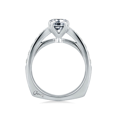 A.Jaffe Classic Pinched Shank Cathedral Channel Diamond Engagement Ring MES233/52