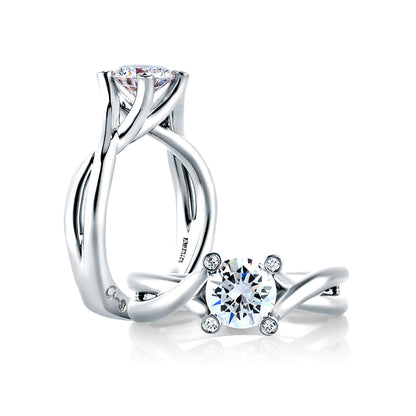 A.Jaffe Twisted Vine Bubble Prong Solitaire Diamond Engagement Ring MES463/128