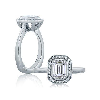 A.Jaffe Emerald Cut Diamond Halo Engagement Ring MES556/156