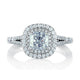 A.Jaffe Split Shank Double Halo Cushion Diamond Engagement Ring MES574/156