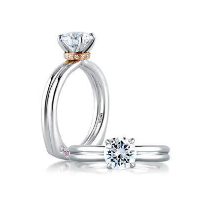 A.Jaffe Golden Diamond Collar Solitaire Engagement Ring MES581/56