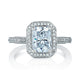 A.Jaffe Art Designed Two Tone Emerald Halo Diamond Engagement Ring MES597/135