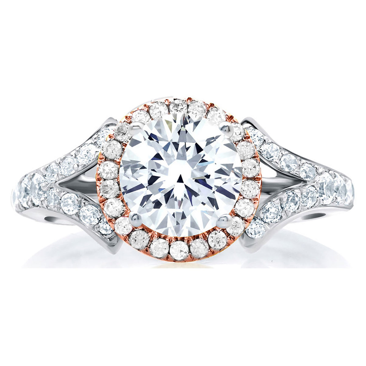 A.Jaffe Center of My Universe Rose Gold Diamond Halo Designer Engagement Ring MES636/148