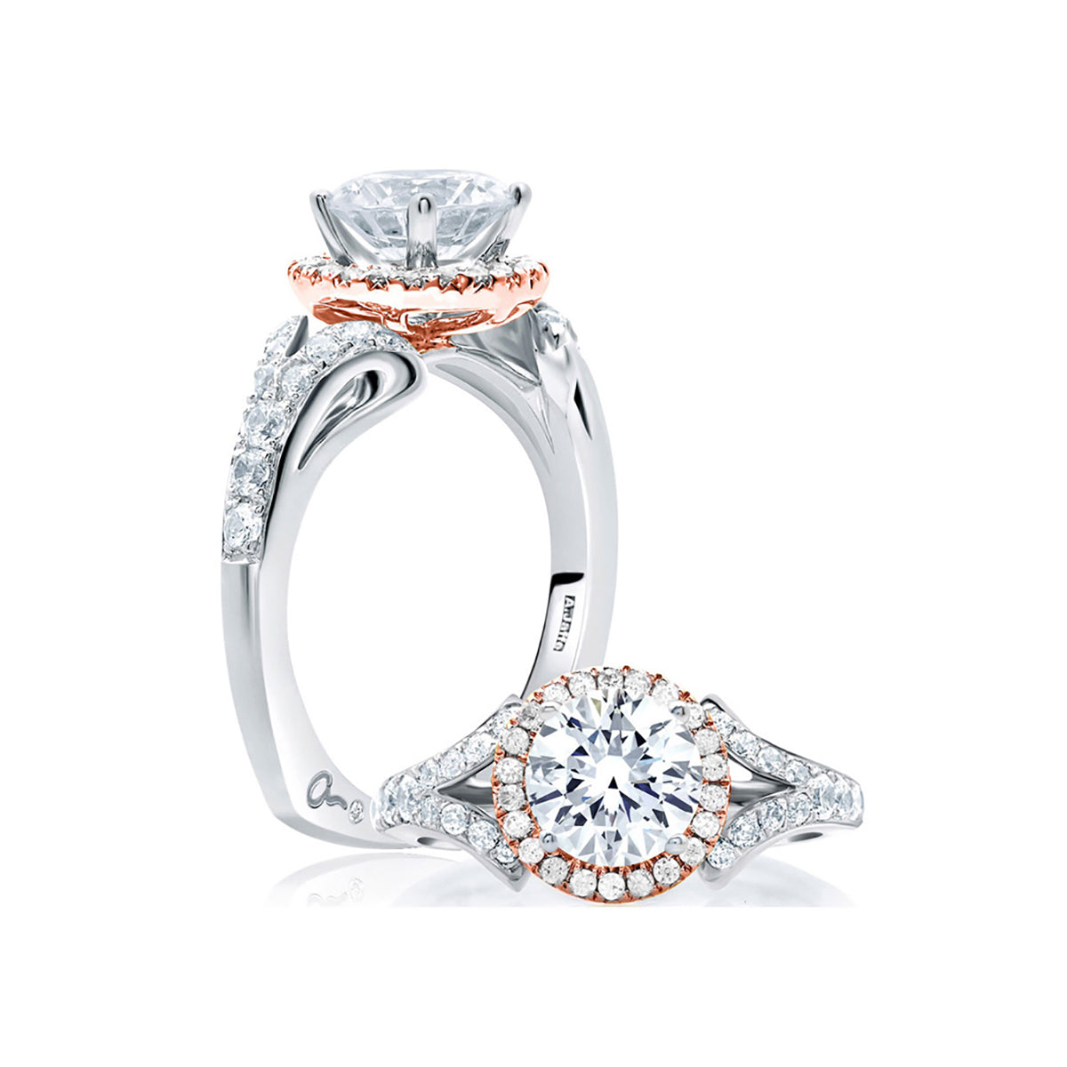 A.Jaffe Center of My Universe Rose Gold Diamond Halo Designer Engagement Ring MES636/148