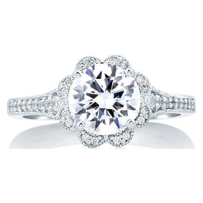 A.Jaffe Deco Floral Diamond Halo Engagement Ring MES645/82