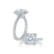 A.Jaffe Squared Halo with Round Center Diamond Quilted Engagement Ring MES750Q/113