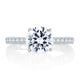 French Pave Round Center Diamond Quilted Engagement Ring MES755Q/127